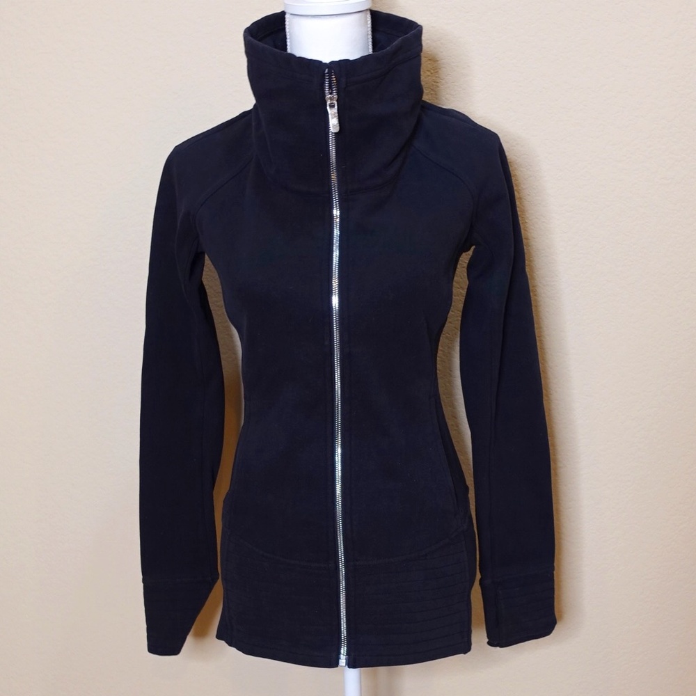 Lululemon Black Full Zip Long Scuba Sweatshirt with Funnel Neck
